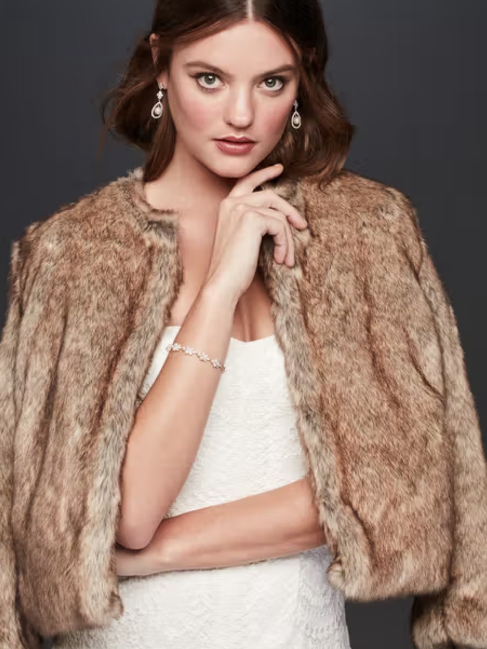 David’s Bridal faux long sleeves short coat size M/L